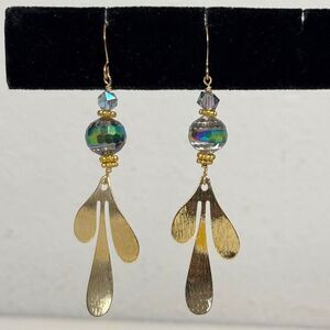 Gold Tone Crystal Drop Earrings